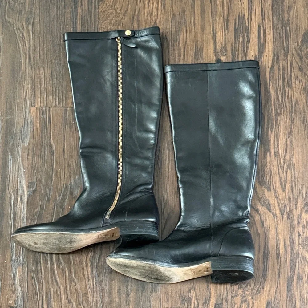 J. Crew Black Leather Knee Boots